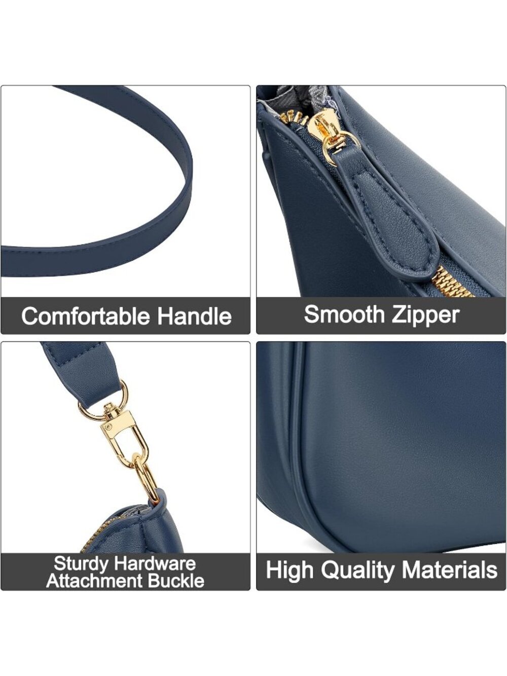 Women's Bag Blue Leather Cute Hobo Shoulder Handbags Retro Clutch Stylish Purse - Picture 6 of 6